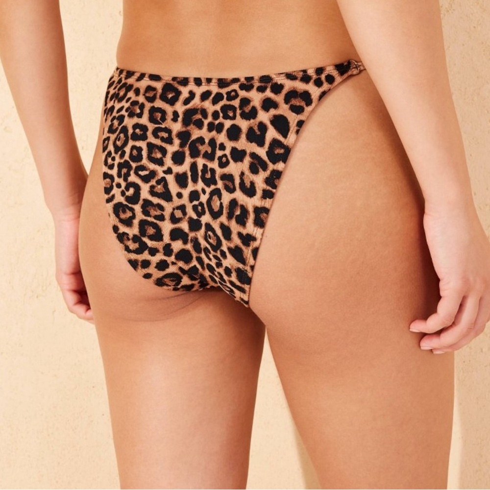 Women's Wild Fable Ribbed Textured Bow Front Triangle Bikini Set Leopard Print - Picture 5 of 5